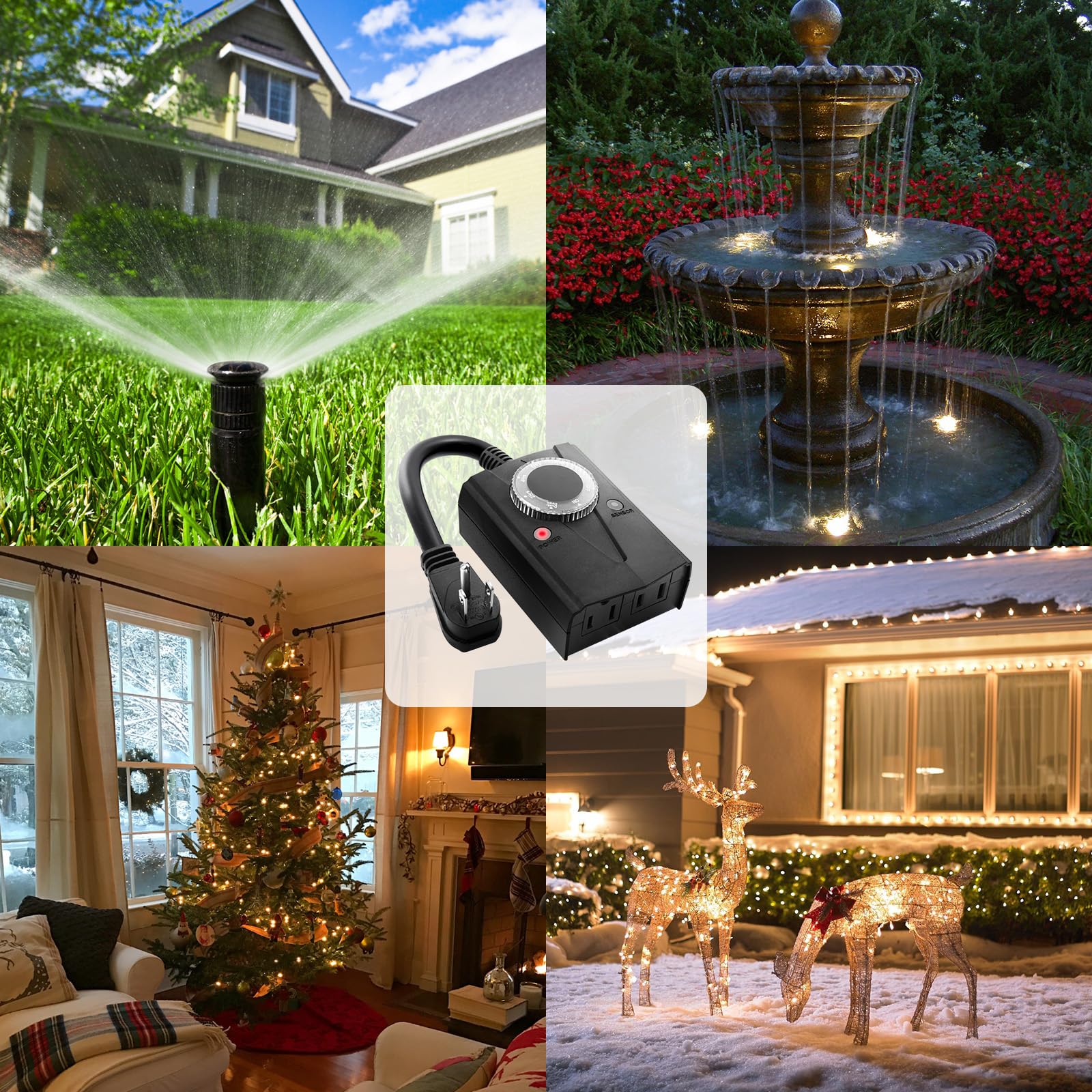 Brightown Outdoor Light Timer - Waterproof Sensor Switch for Christmas Lights & Decor