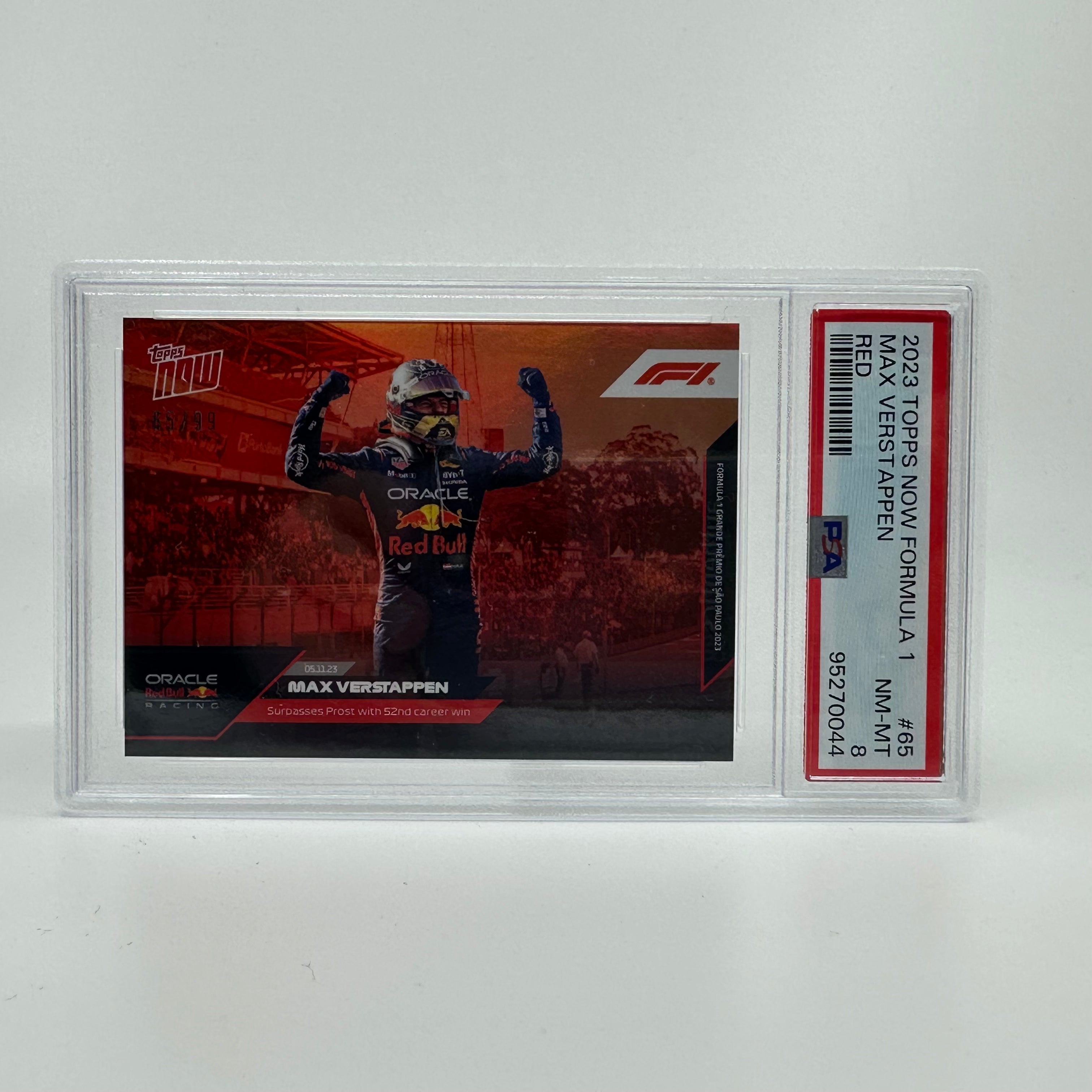 PSA 8 65/99 Max Verstappen #65 Red 2023 Topps Now F1 Racing Card - Perfect for F1 Collectors, Sports Memorabilia Displays & Racing Enthusiasts