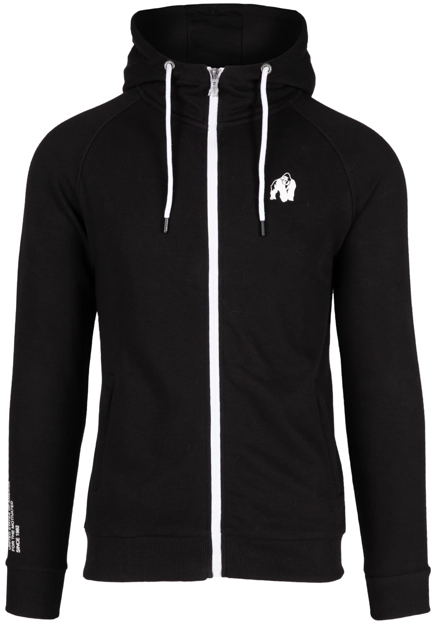 GORILLA WEAR Payette Zipped Hoodie for Men & Women - Black Fleece Jacket with Front Pockets | Casual Streetwear, Gym, Outdoor Activities