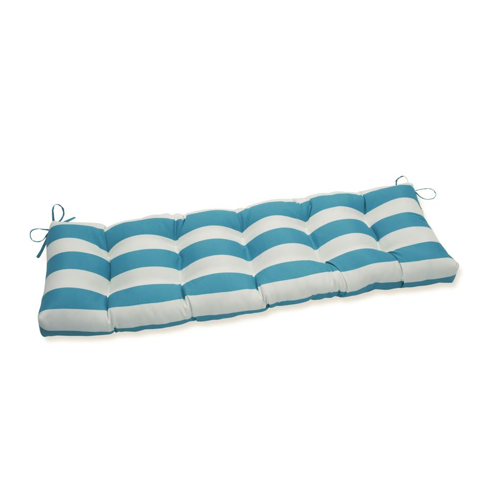 Premium Tufted Stripe Indoor/Outdoor Sofa Bench Swing Cushion - Weather & Fade Resistant with Secure Ties - 18