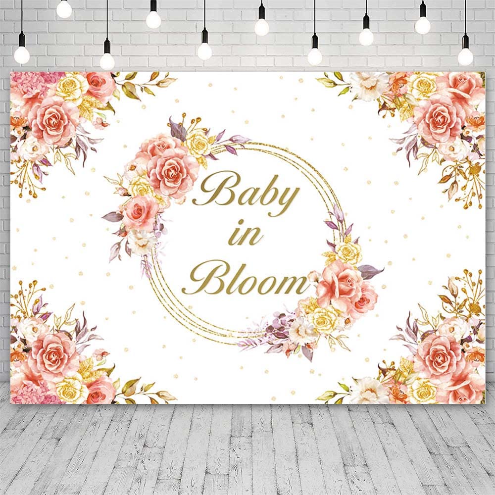 7x5ft Floral Baby Shower Backdrop for Girls - Pink Flower Photography Background, Party Decorations, Cake Table Banner & Photo Booth Props - Perfect for Baby Showers, Birthday Parties, and Studio Photography