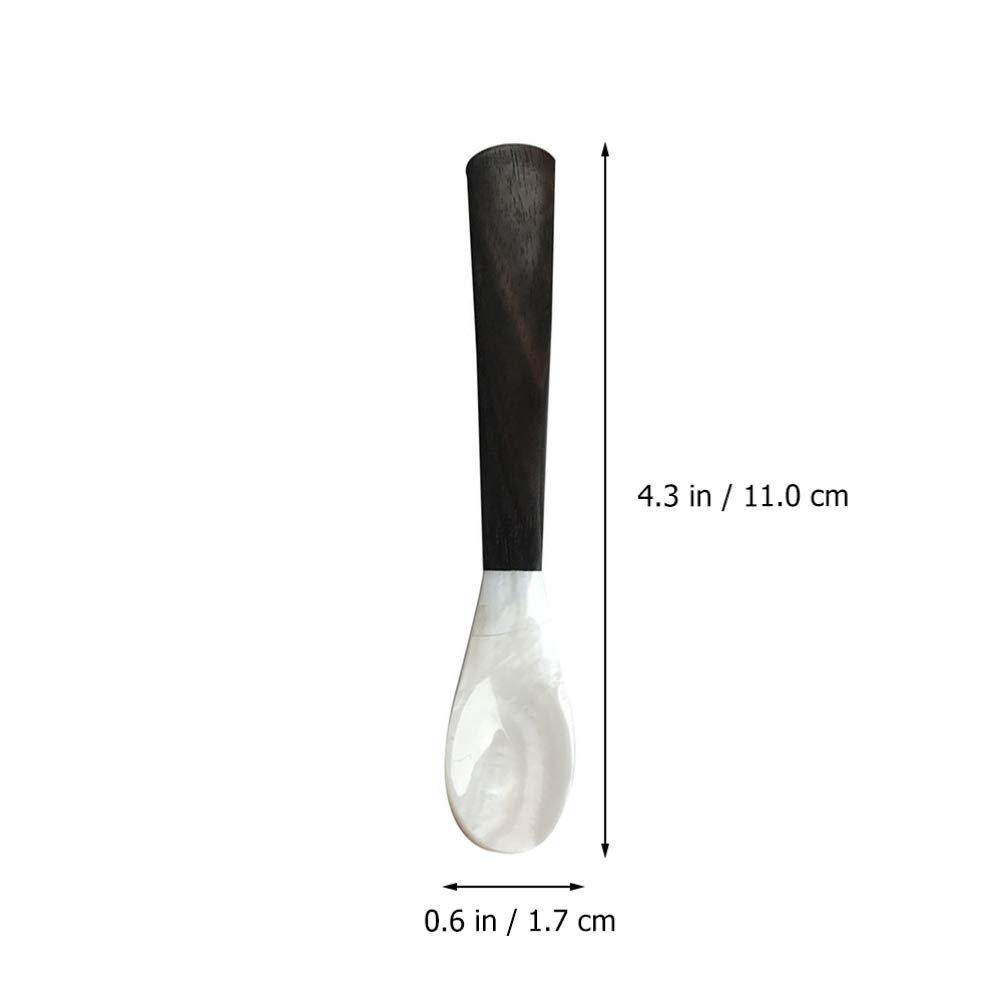 Cabilock 2-Piece Caviar Spoons Set - Elegant Shell Coffee Spoon with Wooden Handle, Perfect for Desserts, Eggs, Ice Cream, Cakes & Soup - Ideal for Home, Bar & Fine Dining Entertaining