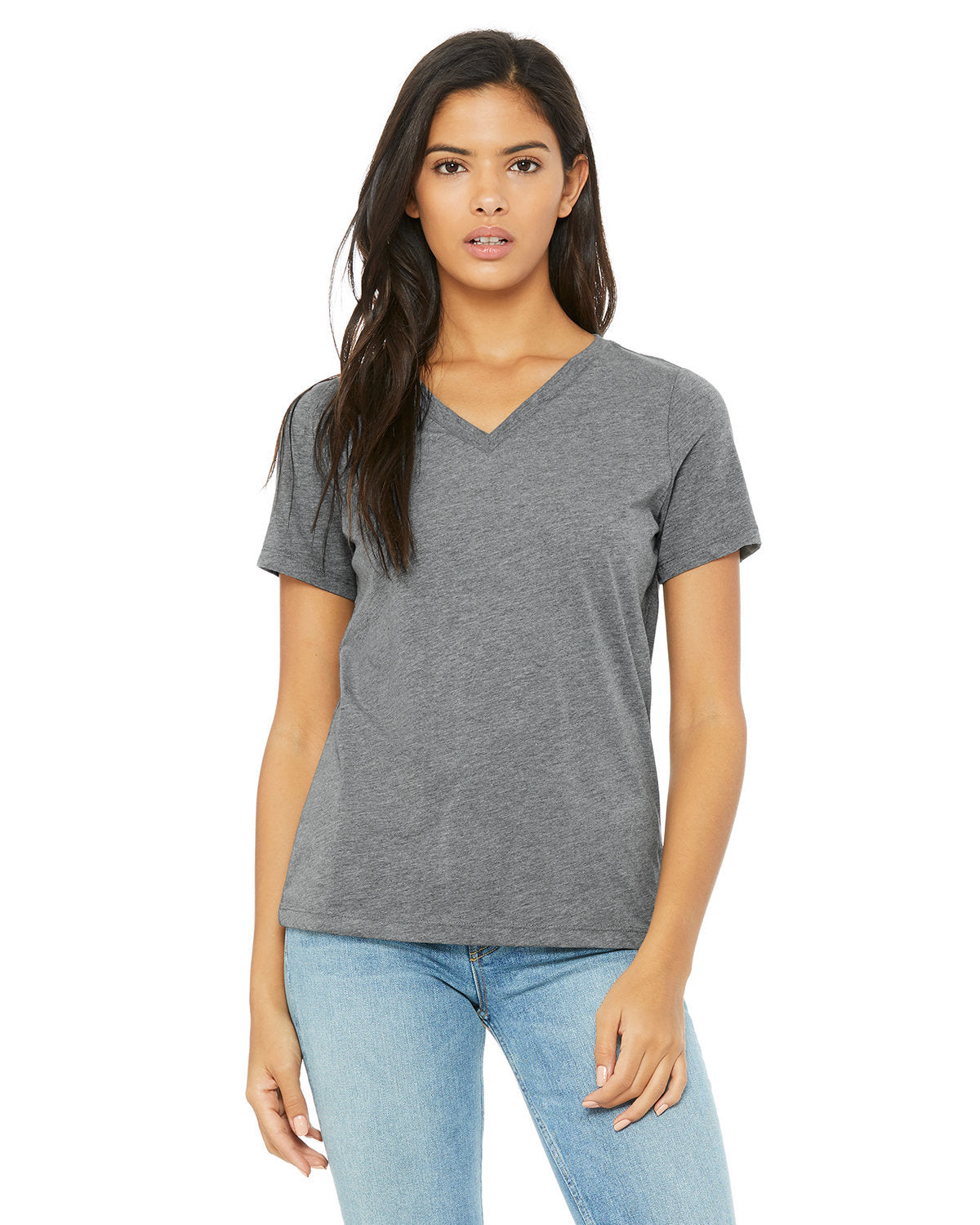 Bella + Canvas 6415 Women's Relaxed Tri-Blend V-Neck T-Shirt - Soft & Comfortable Casual Tee for Everyday Wear, Workouts, and Layering
