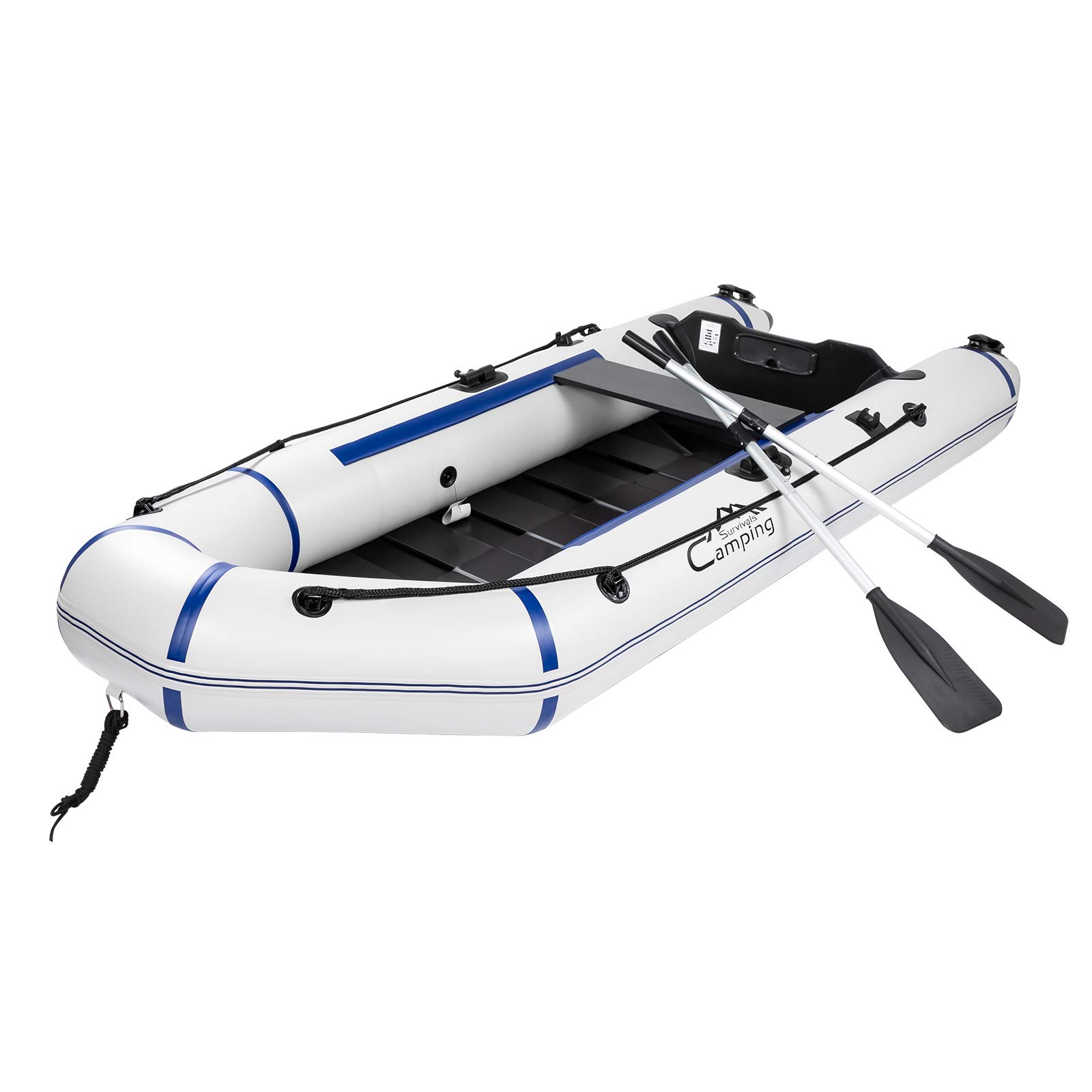 10ft Inflatable Fishing Boat Set with Hard Inner Bottom Floor & 3 Separate Air Chambers - Heavy Duty PVC Material for Lakes, Rivers & Coastal Waters - Perfect for Fishing, Camping and Water Sports