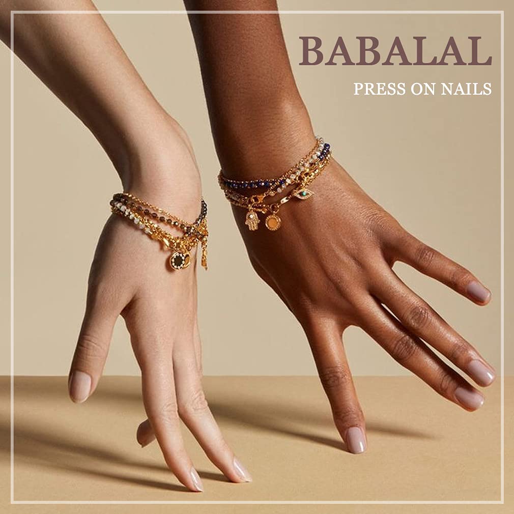 **BABALAL Halloween Press on Nails - Long Ballerina Fake Nails with Punk Design, Full Cover Glossy Artificial Nails for Women & Girls - Perfect for Halloween Parties, Cosplay & Nail Art**