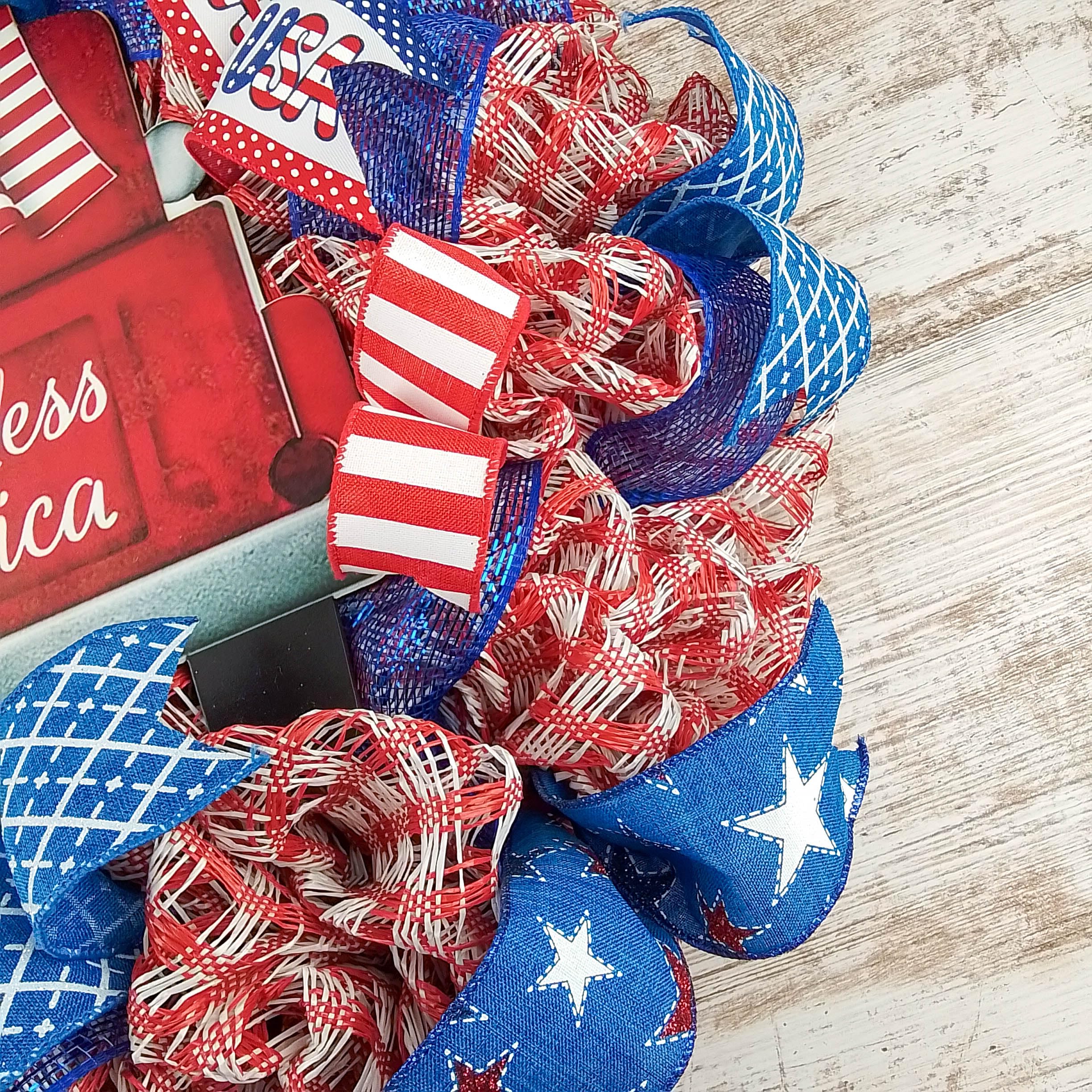 Patriotic Wreath with American Flag - Independence Day & Memorial Day Decor for Front Door, Wall, Home - Perfect for 4th of July, Veterans Day, and Patriotic Holidays
