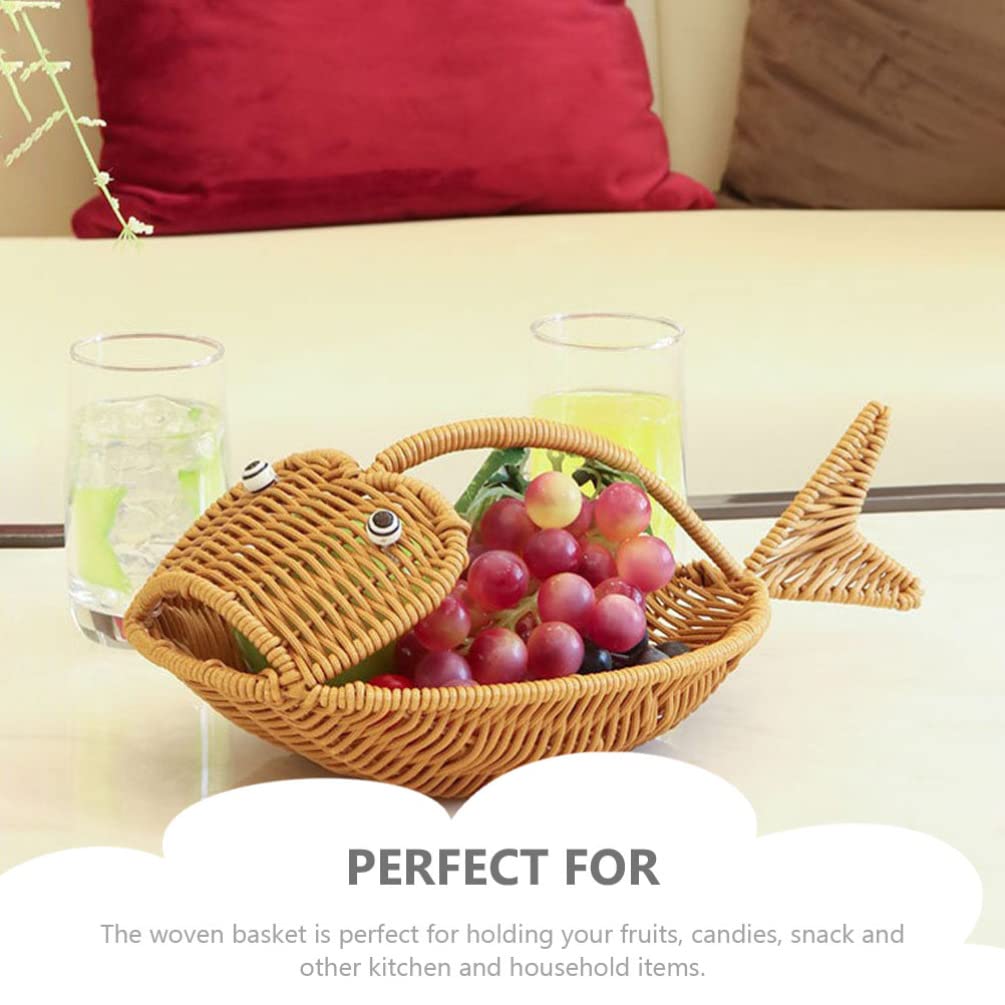 Cabilock Wicker Bread Basket - Handwoven Fish-Shaped Serving Basket for Bread, Fruits & Vegetables | Perfect for Kitchen, Restaurant & Home Decor | Food Storage & Display Solution