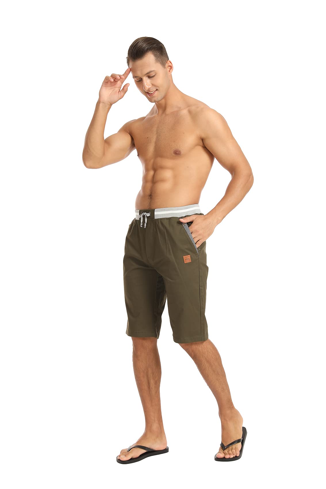 STICKON Men's Casual Classic Fit Drawstring Shorts - Elastic Waist Summer Beach Shorts with Pockets | Perfect for Swimming, Vacation & Outdoor Activities