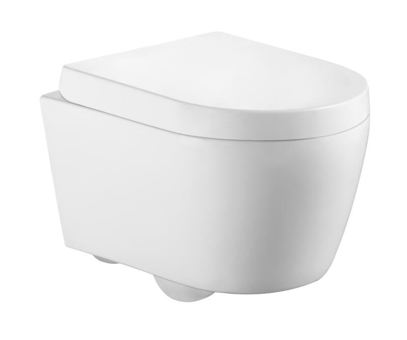 Emory & Bond EBWH004 White Dual Flush Elongated Wall-Mounted Toilet Bowl - Water Efficient Modern Bathroom Solution (Seat Sold Separately) - Perfect for Small Bathrooms & Contemporary Home Designs