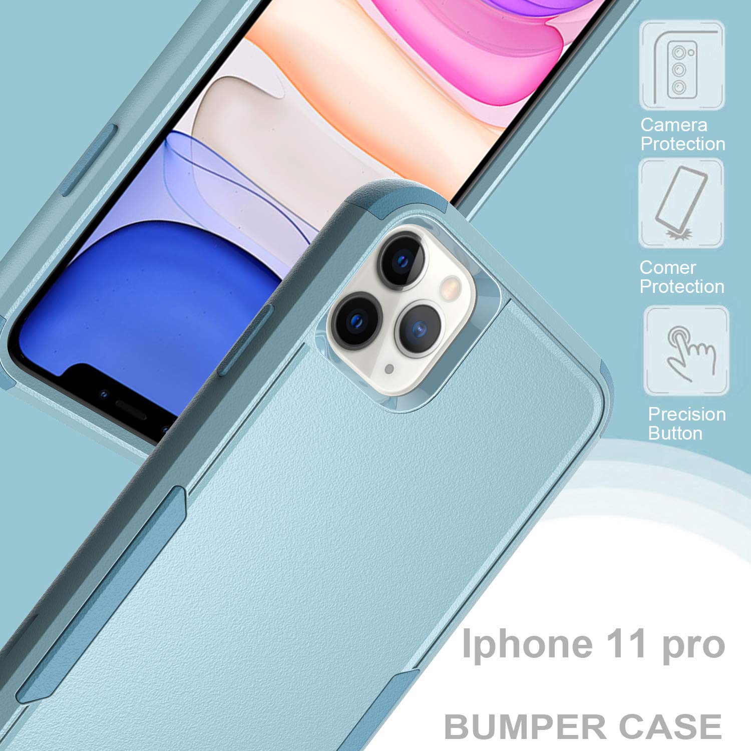 Shockproof Heavy Duty Armor Case for iPhone 12 Pro Max - 3-Layer Protective Rugged Cover [Teal & Teal] | Cute Women's Design | Perfect for Outdoor Adventures & Daily Protection