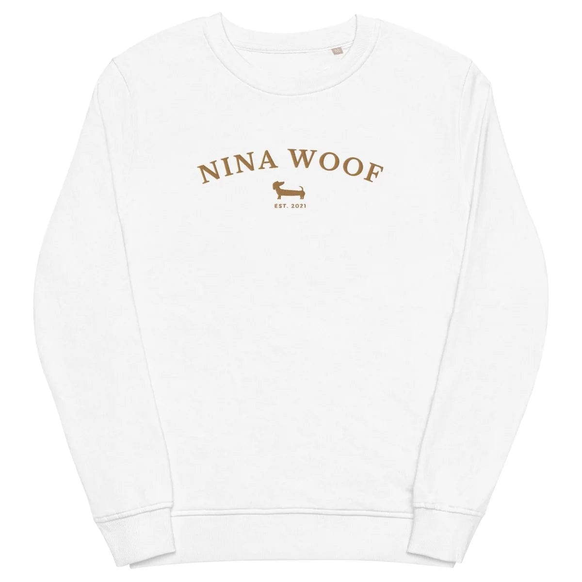 NW Varsity Unisex Organic Cotton Sweatshirt - Beige Embroidered Pullover Hoodie for Men & Women | Casual Wear, College Style, Street Fashion, Gym & Lounge Comfort