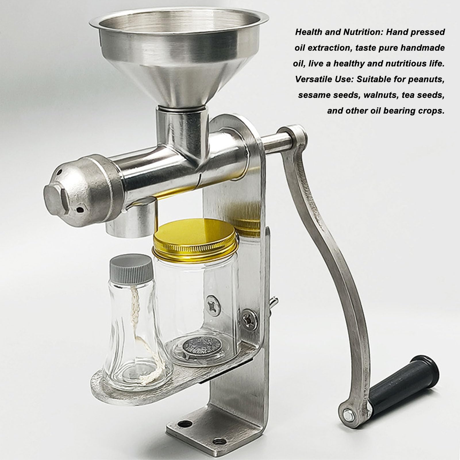 Premium Commercial Manual Oil Press Machine - Cold Press Peanut, Nut & Seed Oil Expeller for Home & Business Use | Perfect for Organic Cooking, DIY Cosmetics & Healthy Lifestyles
