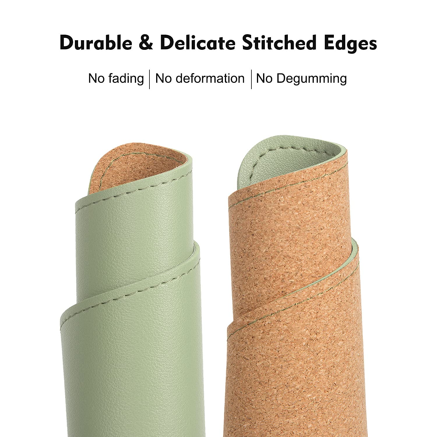 Premium Double-Sided Leather & Wood Mouse Pad with Stitched Edges - Non-Slip Desk Mat for Laptop, PC, Office & Home Use - 8x11 inch Coaster Mouse Pad (1 Pack, Matcha Green) - Perfect for Workstations, Gaming Setups & Home Offices
