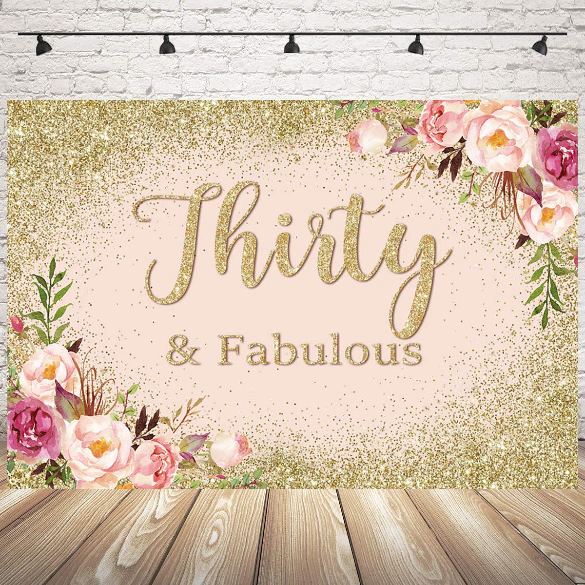 Rose Gold Floral 30th Birthday Party Backdrop - Mocsicka 10x8ft Photography Studio Background for Happy Thirtieth Birthday Decorations | Perfect for Birthday Photos, Milestone Celebrations & Social Media Content