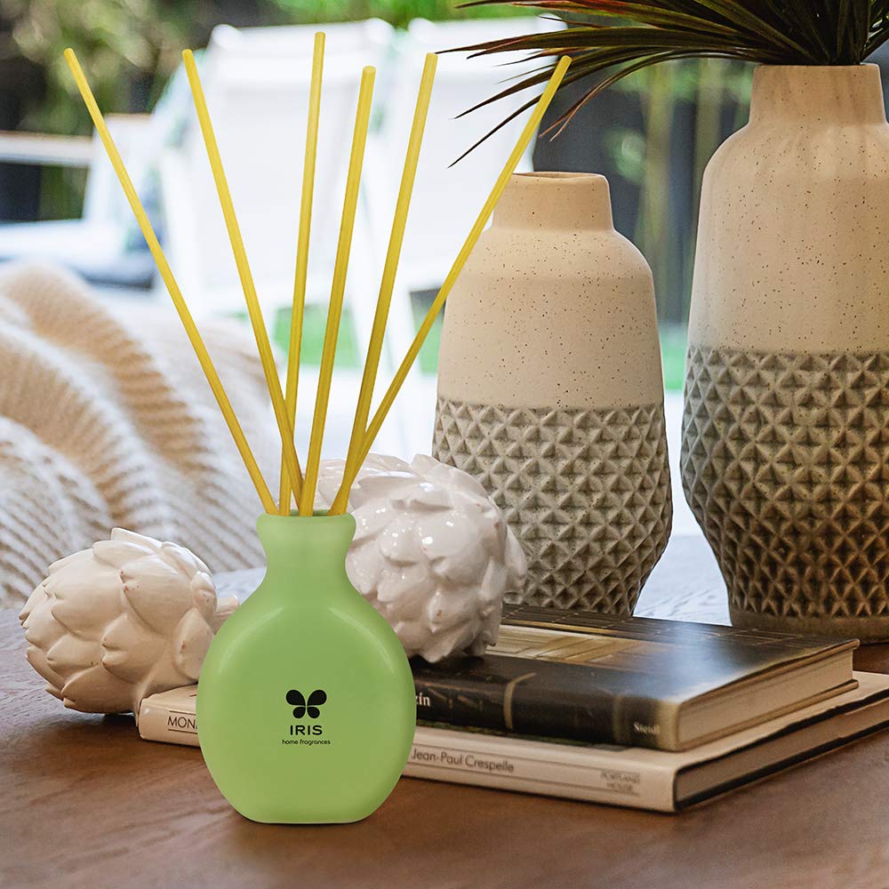 Premium IRIS Lemongrass Reed Diffuser - Natural Aromatherapy, Toxin-Free Home Fragrance for Relaxation & Mood Enhancement - Made in India (50 x 50 x 100mm) - Perfect for Living Rooms, Bedrooms & Office Spaces