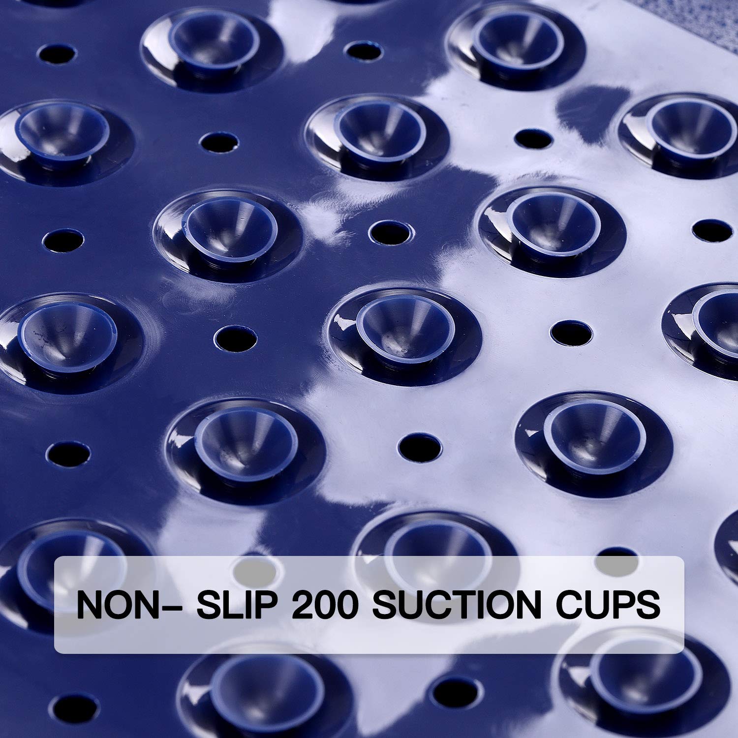 **YINENN Non-Slip Bath and Shower Safety Mat 40x16 Inch with Suction Cups - Extra Large, Machine Washable, Drain Holes for Bathtub Cleanliness - Dark Blue - Ideal for Elderly, Kids & Wet Bathroom Floors**
