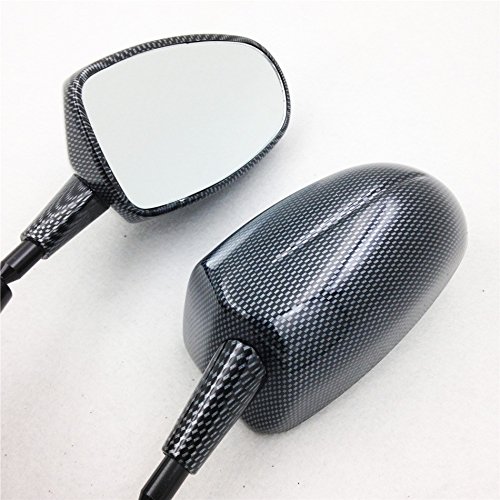 XKH Motorcycle Mini Mirrors - Universal Fit for Honda CBR600RR, Kawasaki Ninja 636 ZX6R, Yamaha YZF R6 R1 - Carbon Fiber Design - Perfect for Street Racing & Urban Commuting