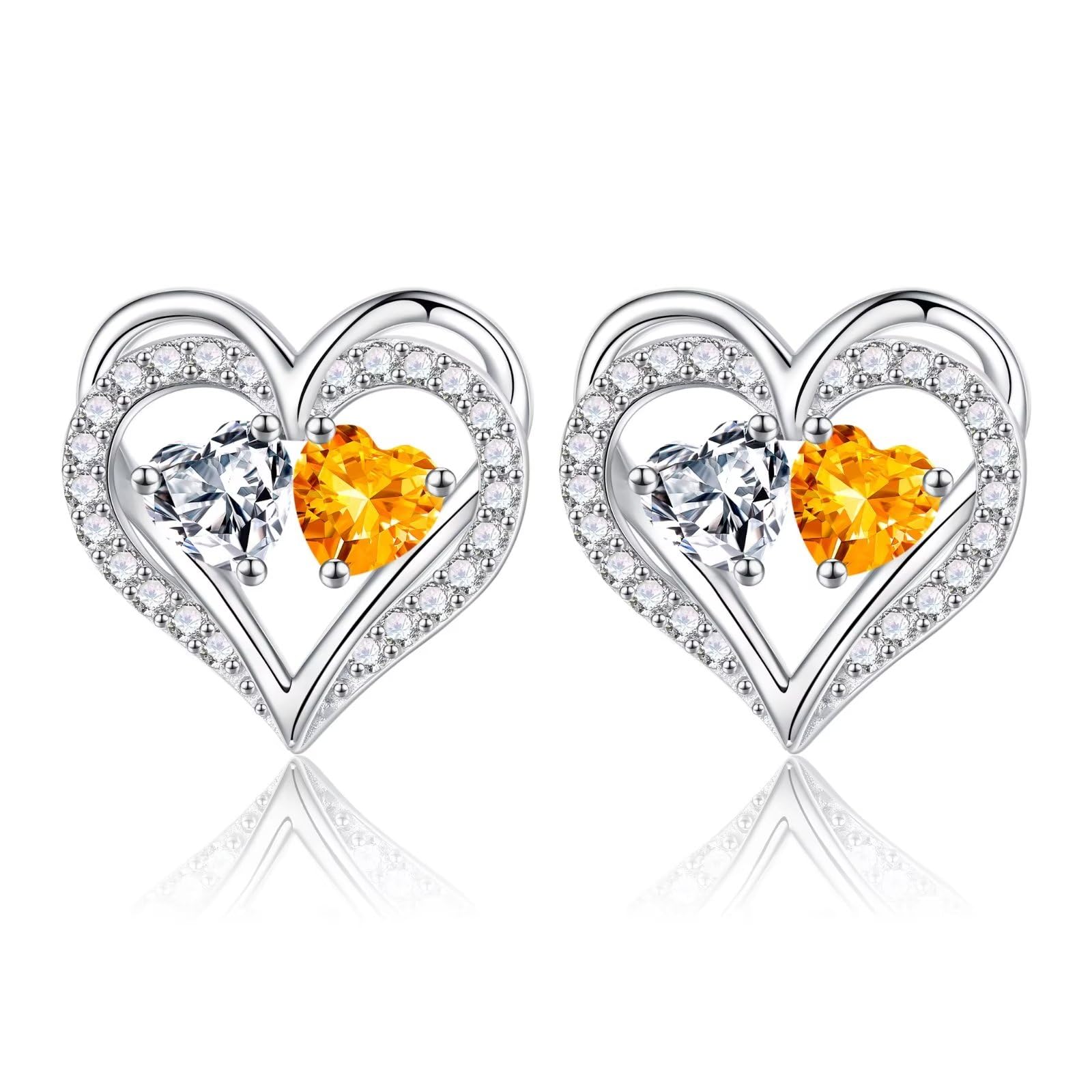 925 Sterling Silver Birthstone Heart Earrings for Women - Elegant Anniversary, Birthday Gifts for Wife, Girlfriend, Mom | Perfect for Valentine's Day, Mother's Day & Special Occasions