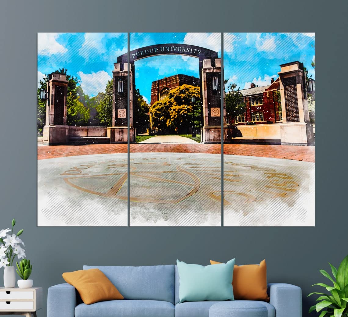 Purdue University West Lafayette Canvas Print - Abstract College Painting, Boilermakers Wall Art Decor for Dorm, Office & Home