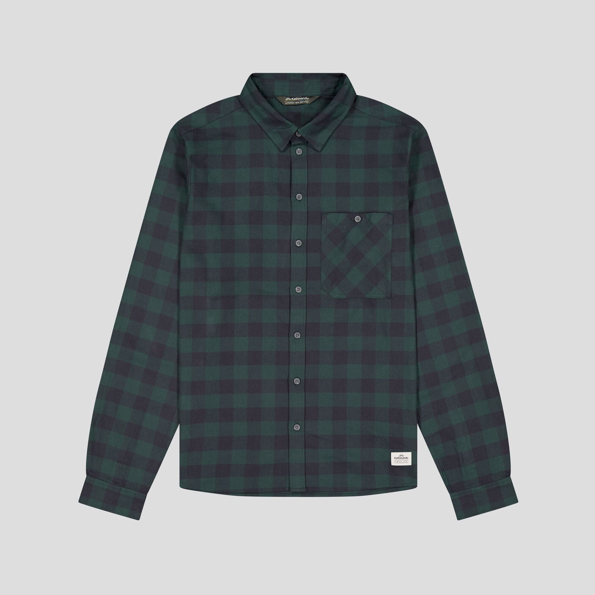 Fyfe Men's Long Sleeve Shirt - Classic Forest Green Gingham Plaid Button Down for Casual & Office Wear