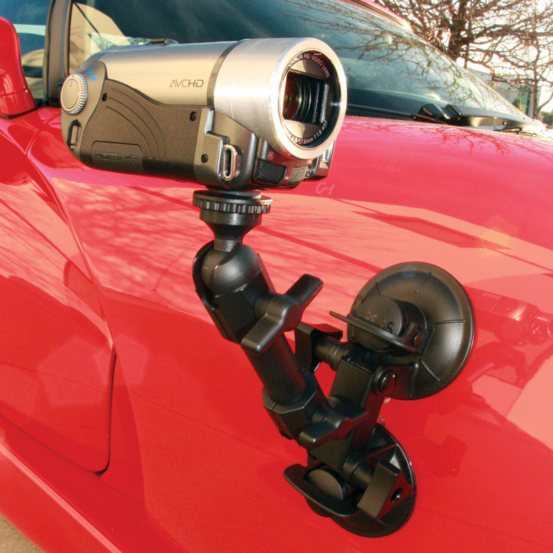 Delkin Fat Gecko Dual Suction Camera Mount - Secure Car Windshield & Glass Mount for DSLR, Camcorders, Action Cameras - Perfect for Vlogging, Road Trips & Outdoor Adventures