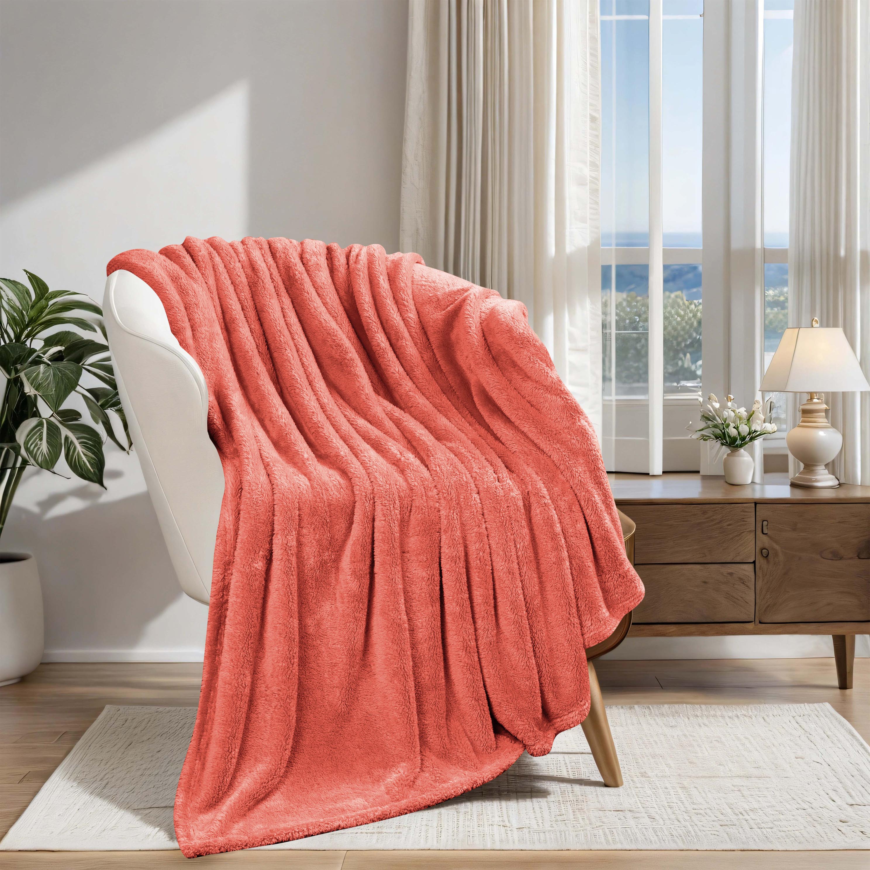 Classic Solid Fleece Plush Medium Weight Fluffy Soft Blanket - Cozy & Warm for Bed, Sofa, Travel & Gifts | Ultra-Soft Throw Blanket for All Seasons