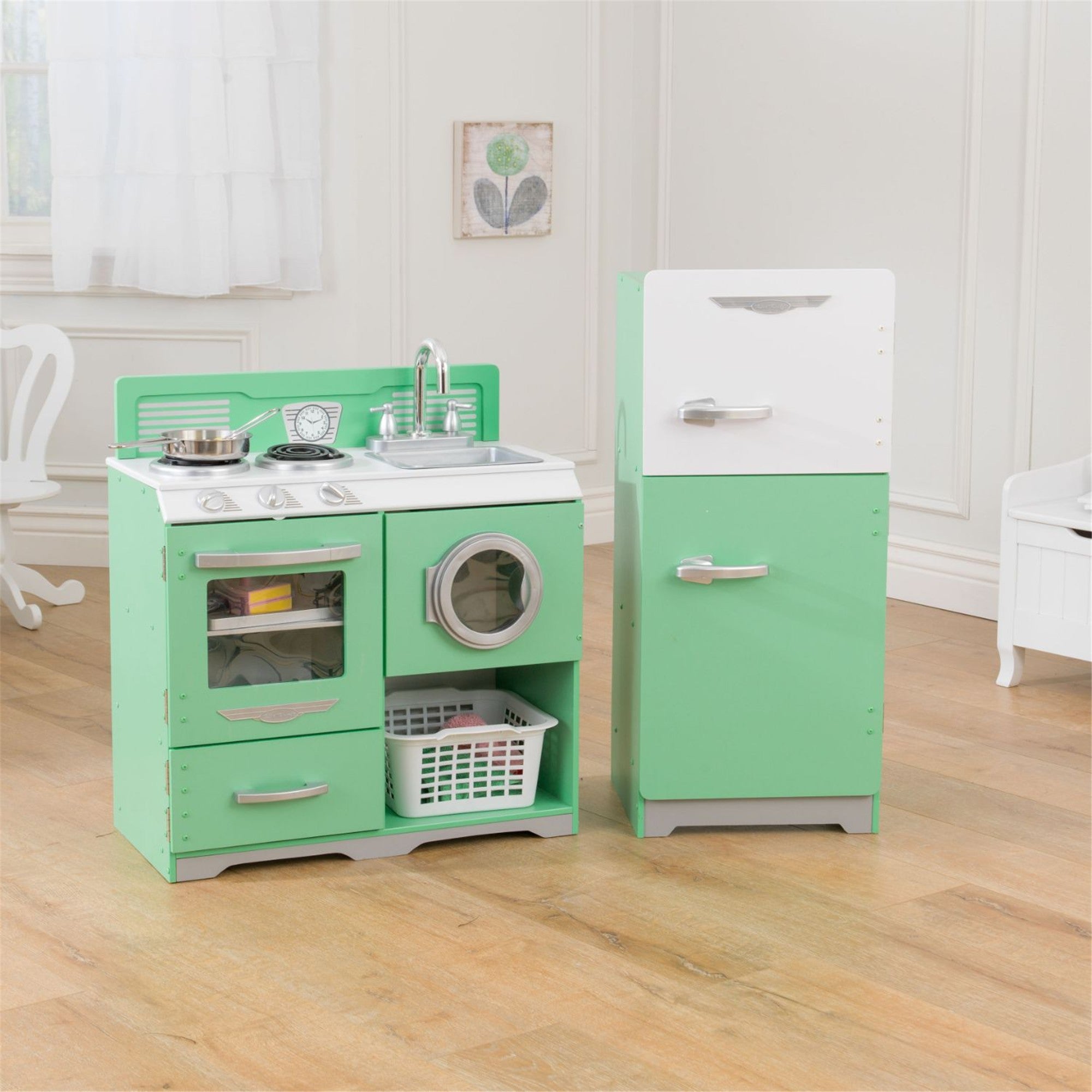 KidKraft Homestyle 2-Piece Wooden Play Kitchen Set for Kids - Pretend Cooking & Role Play for Toddlers & Preschoolers