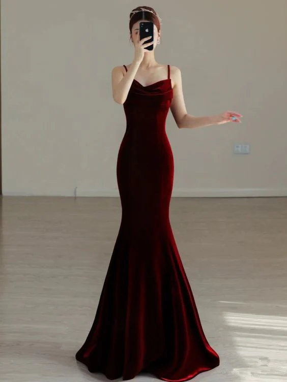 Elegant Mermaid Long Burgundy Prom Dress for Women - Formal Evening Gown J3839 | Perfect for Homecoming, Prom Night, Wedding Guest & Special Occasions