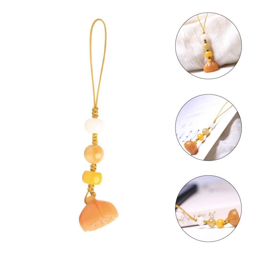 Lotus Jade Phone Charm Pendant - Elegant Beaded Phone Strap & Lanyard for iPhone, Samsung, Keys, USB Drives - Perfect for Car Keys, Office Decor, and Gift Giving
