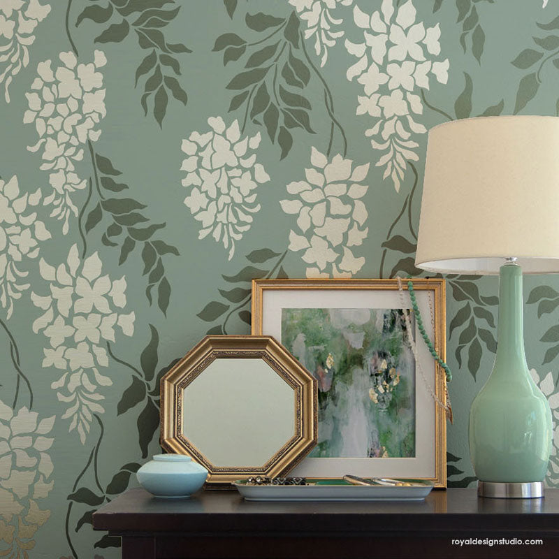 Wisteria Arbor Vine Wall Stencil - Decorative Floral Wall Painting Template for DIY Home Decor, Living Room & Bedroom Accent