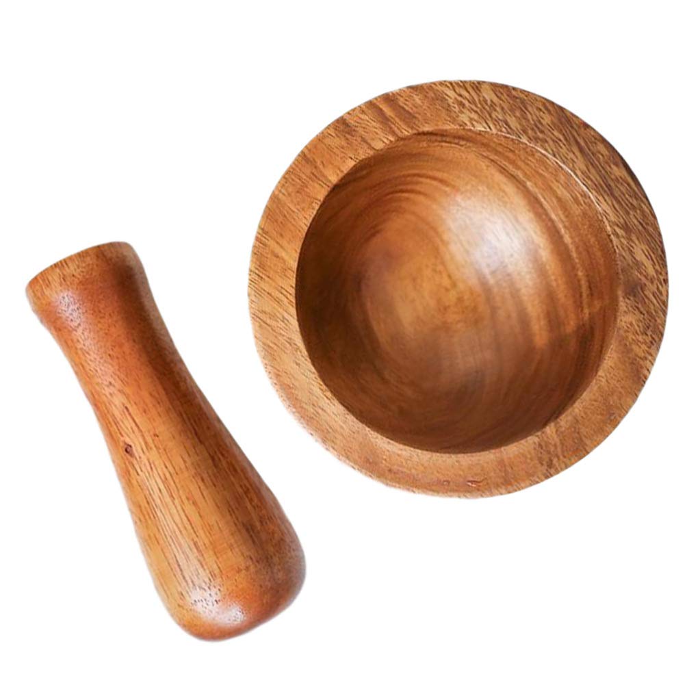 Premium Acacia Wood Mortar and Pestle Set - Natural Spice Grinder for Herbs, Garlic, and Kitchen Use | Perfect for Grinding Spices, Crushing Garlic, and Preparing Fresh Ingredients