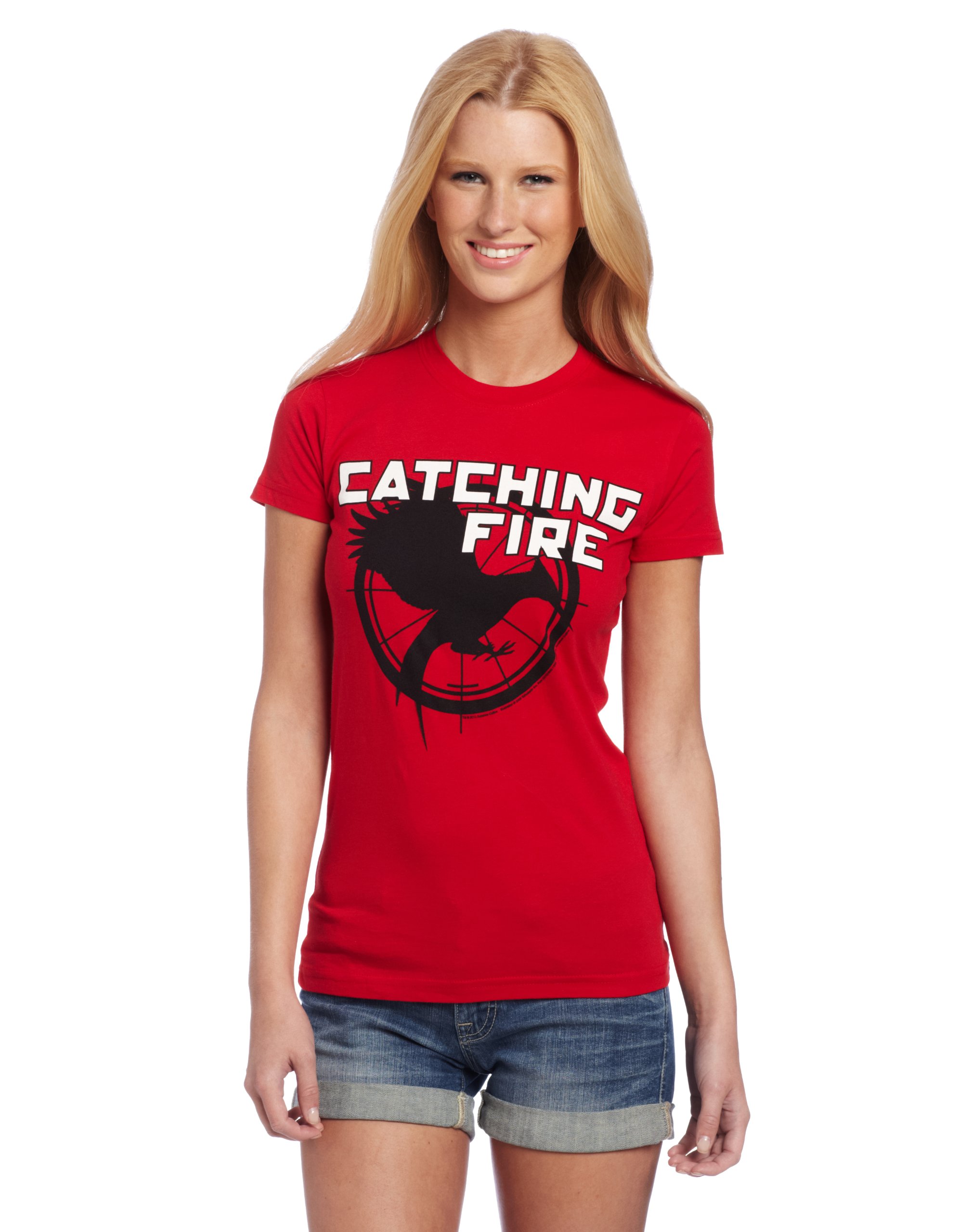 FEA Women's Hunger Games Catching Fire Logo JRS Tee - Perfect for Cosplay, Movie Nights, and Fan Gatherings