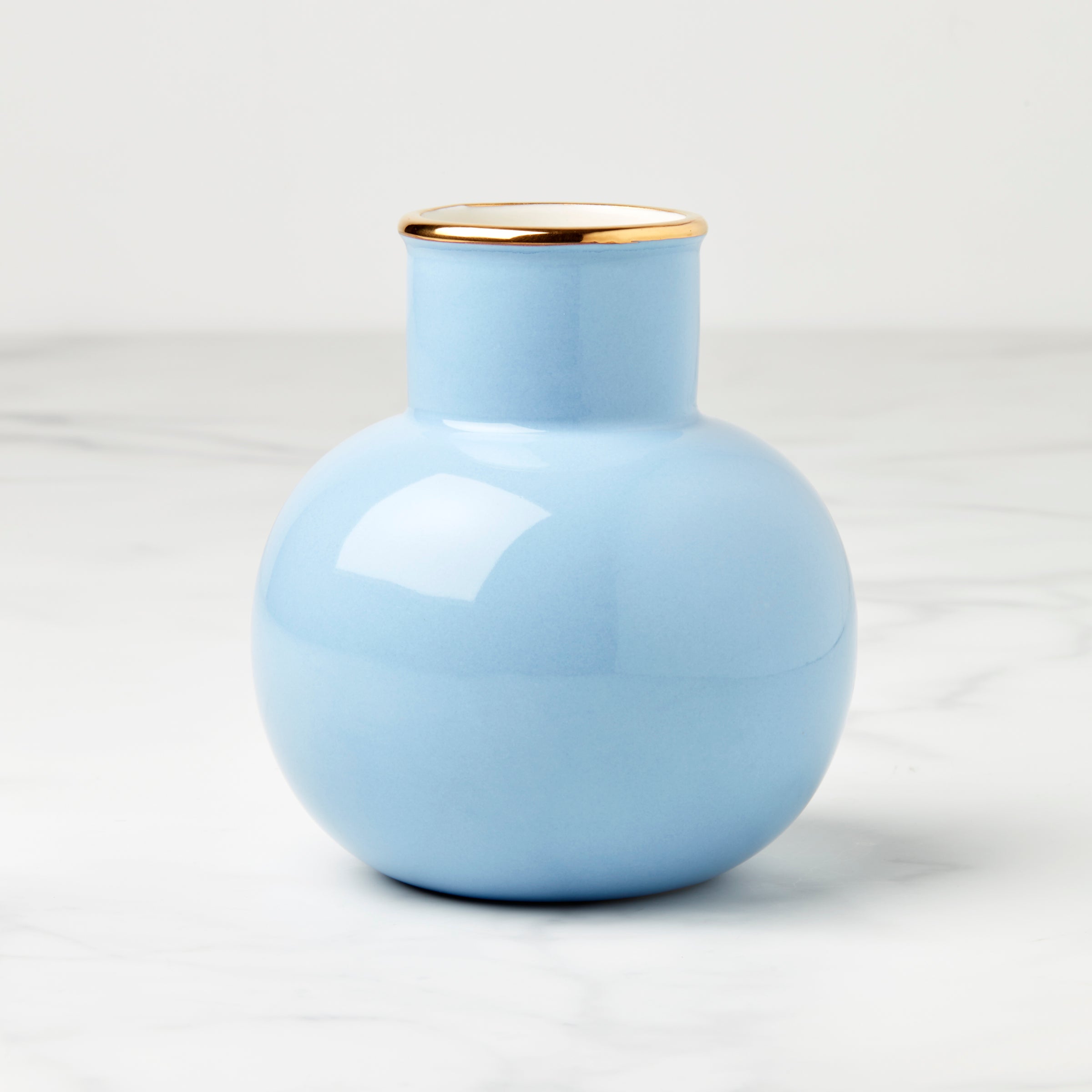 Blue Small Vase for Home Decor - Elegant Floral Arrangement Centerpiece for Dining Table, Living Room & Wedding Decorations
