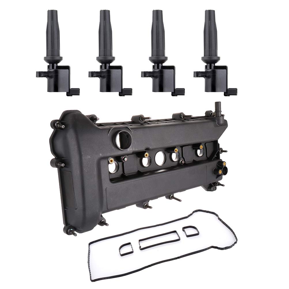 ROADFAR Pack of 4 Ignition Coils Compatible with 2005-2007 Ford Focus - Valve Cover Gasket Kit Replacement - High Performance Engine Parts for Smooth Driving & Maintenance