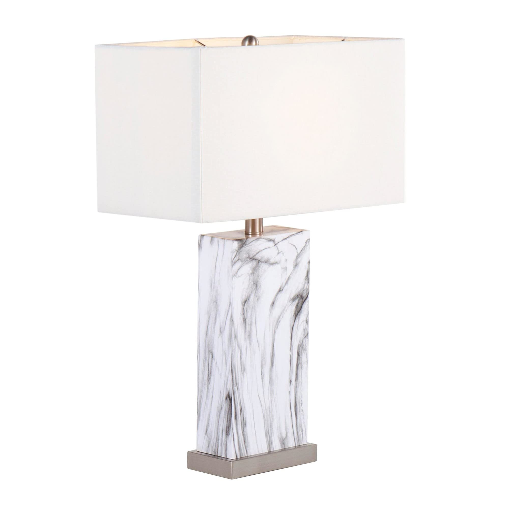 Modern White Cory Table Lamp - Stylish Desk & Bedside Nightstand Lamp for Living Room, Bedroom, Office - Energy Efficient LED Lighting for Reading & Relaxation