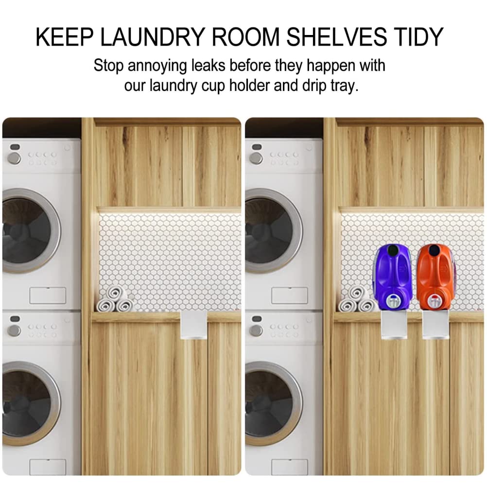 Laundry Detergent Holder & Drip Catcher Tray - Plastic Detergent Cup Organizer for Liquid Soap and Fabric Softener | Fits Under Spigot, Prevents Mess in Laundry Room