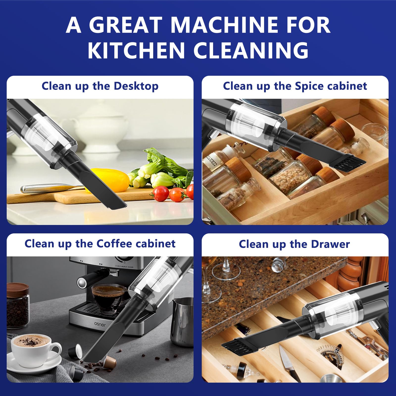 Portable 9000Pa Cordless Vacuum - Powerful Handheld Wet/Dry Vac for Car, Home & Office Cleaning