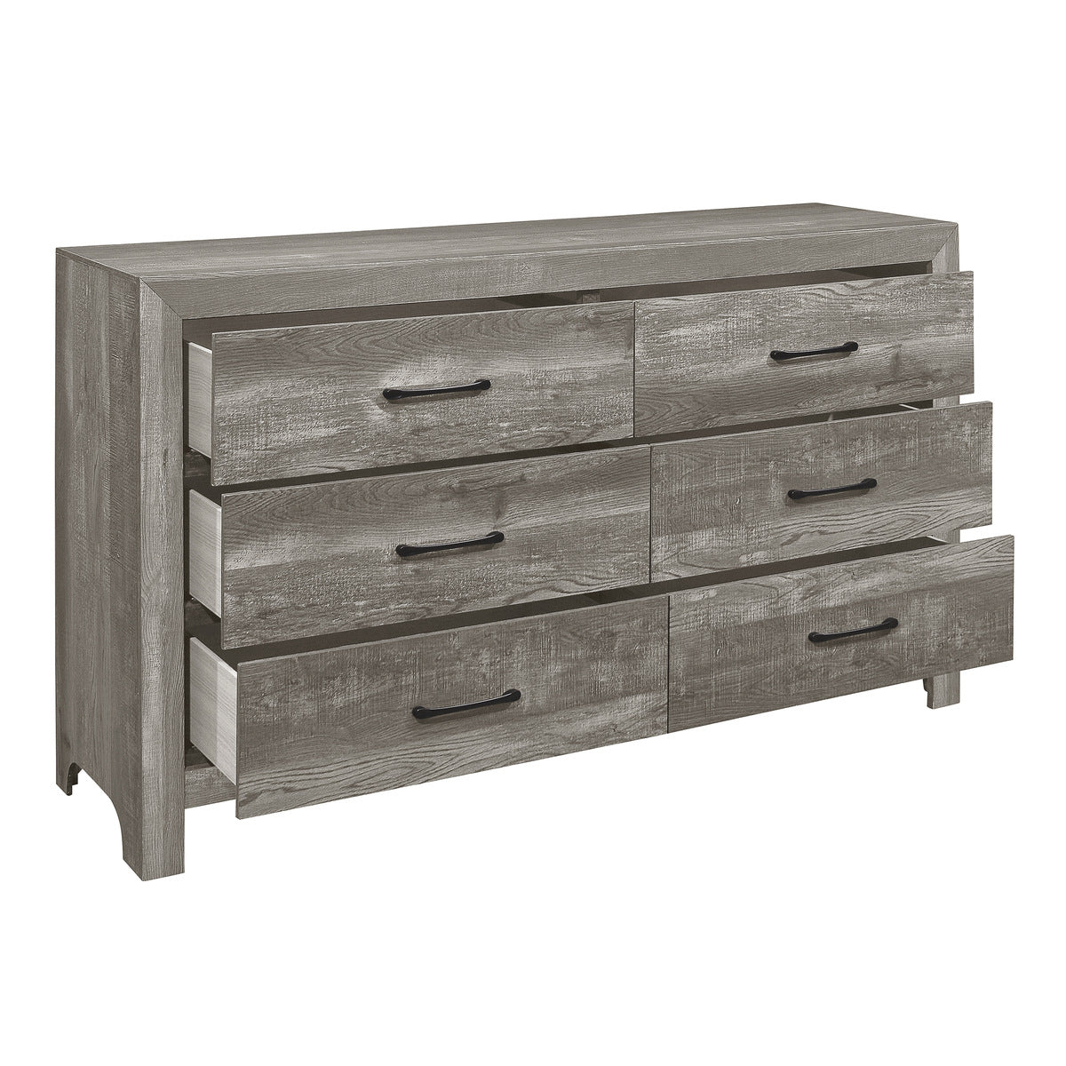 Modern Grey Corbin Dresser - 6-Drawer Wooden Chest for Bedroom & Living Room Storage | Stylish & Functional Furniture for Home Organization
