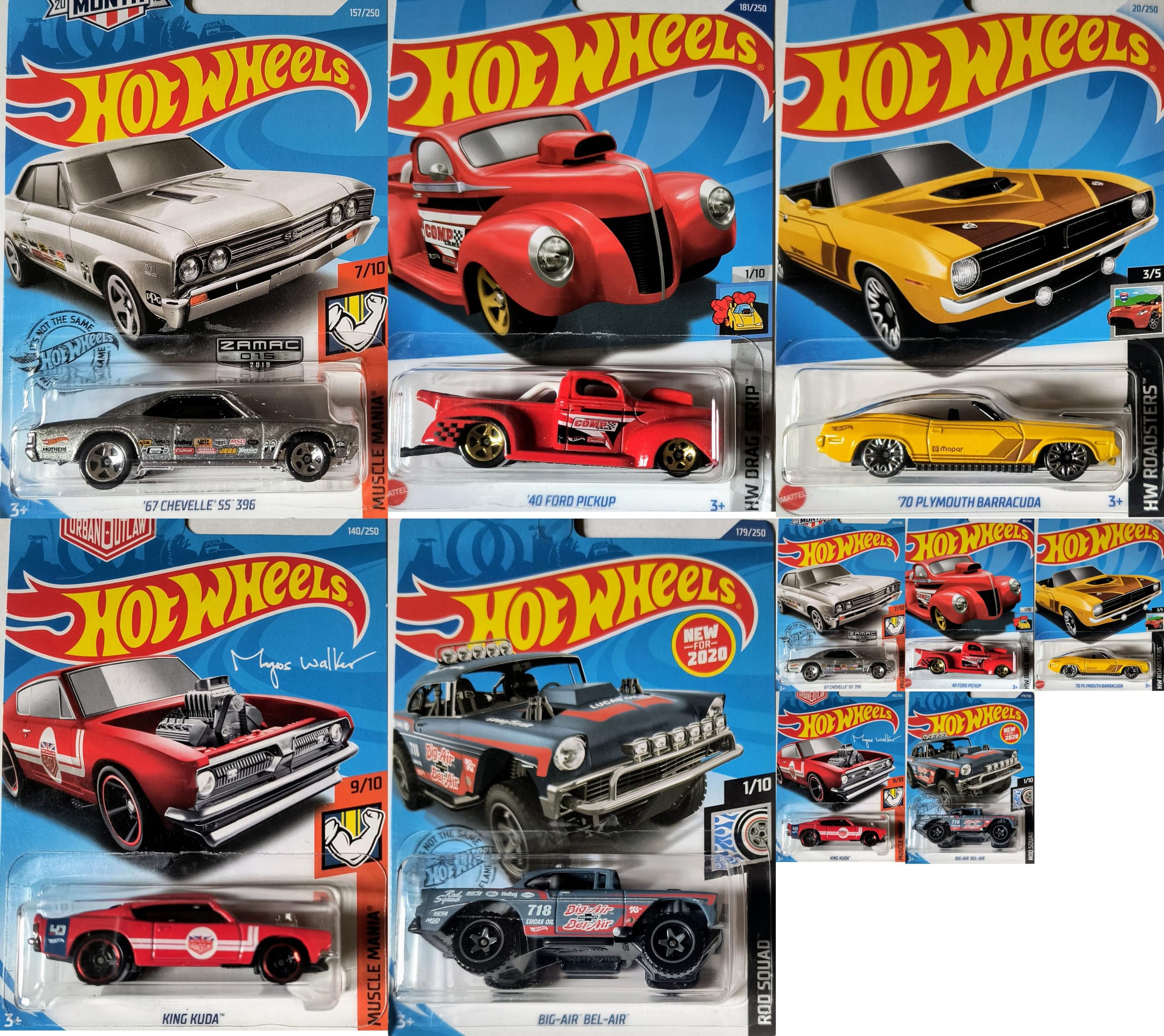 Hot Wheels Classic Hot Rods 1:64 Scale Die-Cast Model Cars - 5-Piece Collector's Set for Kids & Adults - Perfect for Display, Play & Gifts
