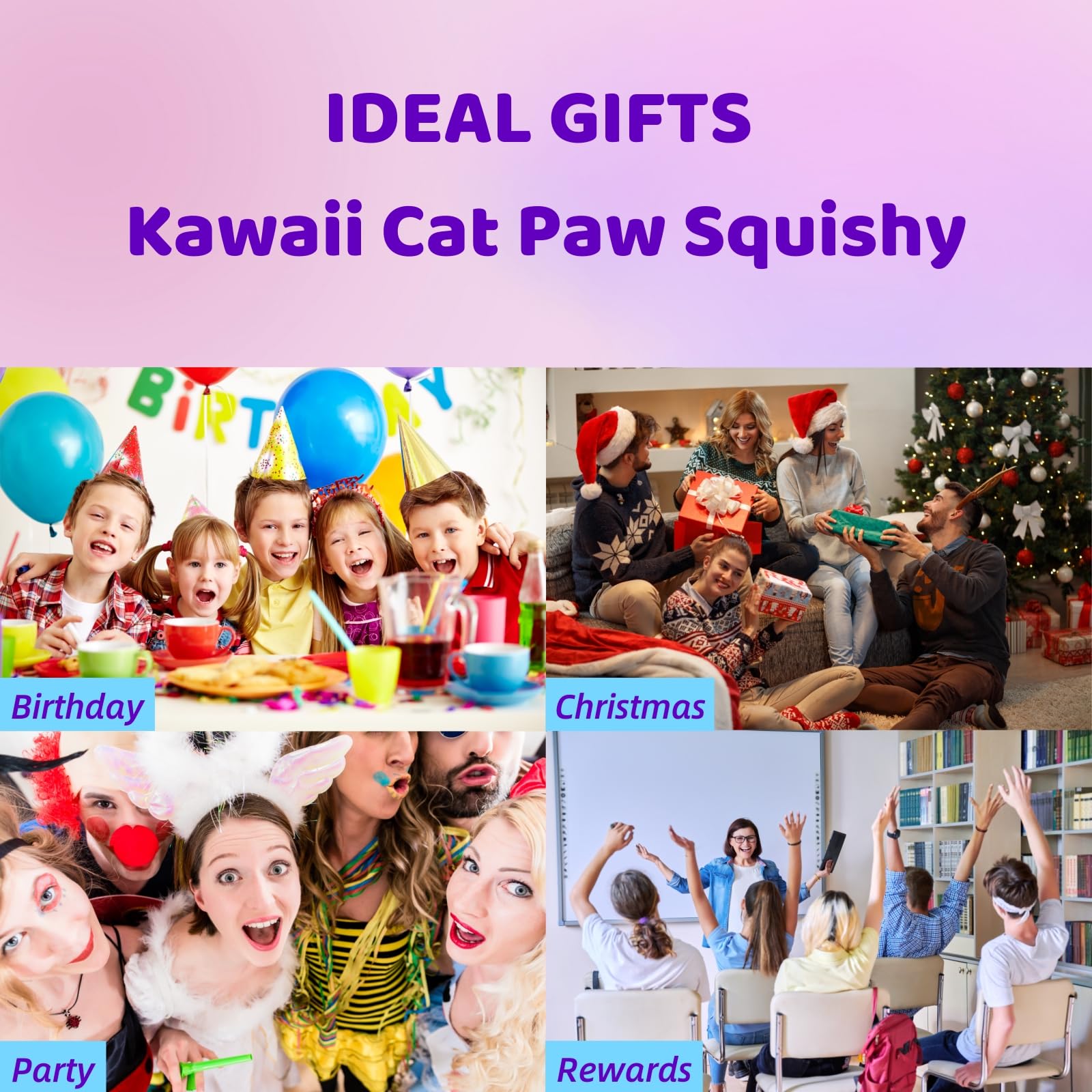 Soft Taba Cat Squishy Stress Relief Toy - Cute Cat Paw Sensory Squeeze Toy for Kids & Adults - Jelly Kitty Pinch Family Squishy - Perfect for Anxiety Relief, Office Desk & Classroom Fidget (White)