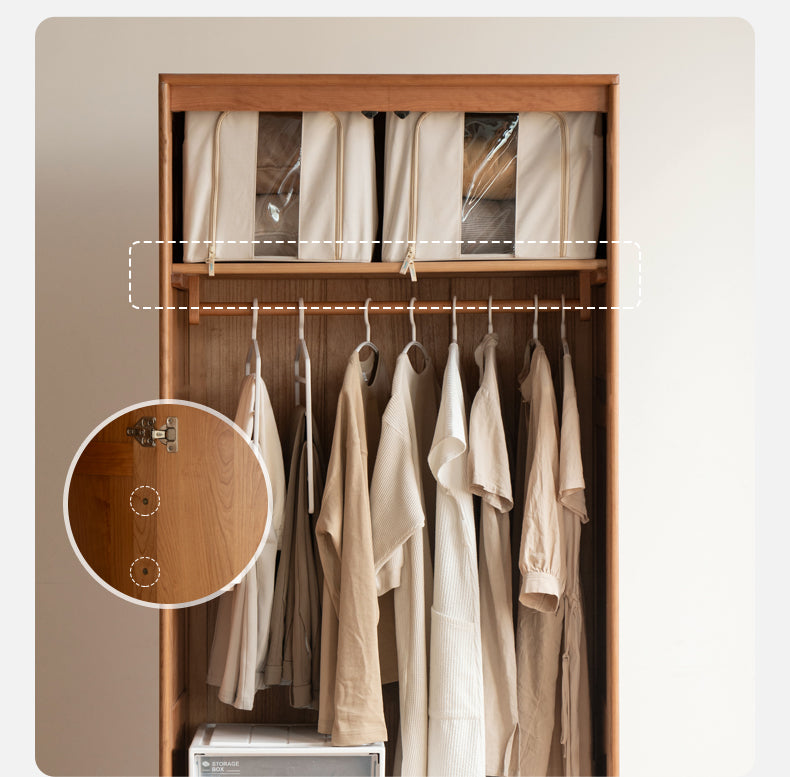 Solid Oak and Cherry Wood Wardrobe - Elegant and Durable Closet for Bedroom, Living Room, or Walk-In Closet Storage