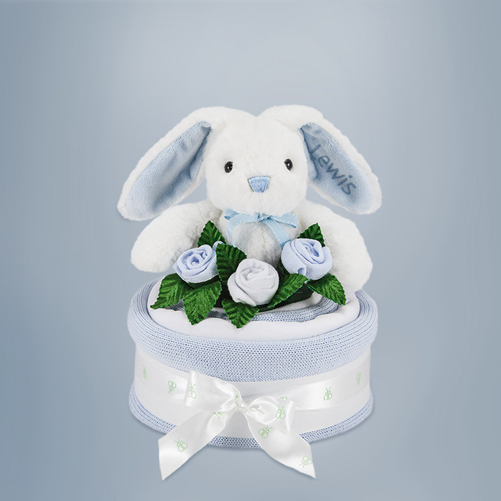 Personalized Little Blue Bunny Baby Blanket - Soft Plush Cake Design for Newborn Gifts, Nursery Decor & Photo Props - Perfect for Baby Showers, Christenings & 1st Birthday Celebrations