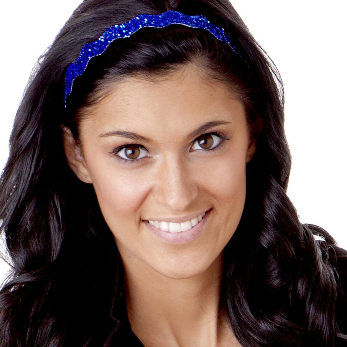 Sparkly Bling Adjustable No-Slip Headbands for Women, Girls & Teens - 2 Pack Petite Size (Royal Blue Glitter) - Perfect for Sports, Workouts, School & Everyday Fashion