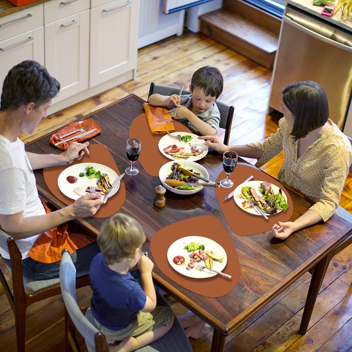 Premium Faux Leather Placemats Set of 4 - Waterproof & Heat Resistant Table Mats for Kitchen, Dining Room, Indoor & Outdoor Use - Perfect for Daily Meals, Dinner Parties, and Outdoor Entertaining