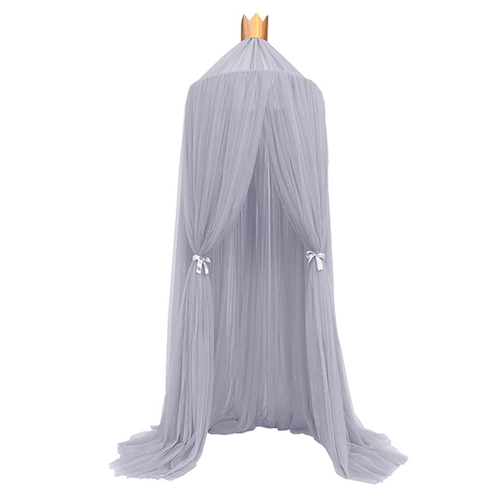 Elegant Bed Canopy for Single to King Size Beds - Grey Princess Veil Mosquito Net Hanging Curtain with Dome Design | Perfect for Bedroom Decor, Kids Room, Wedding Decor & Romantic Atmosphere