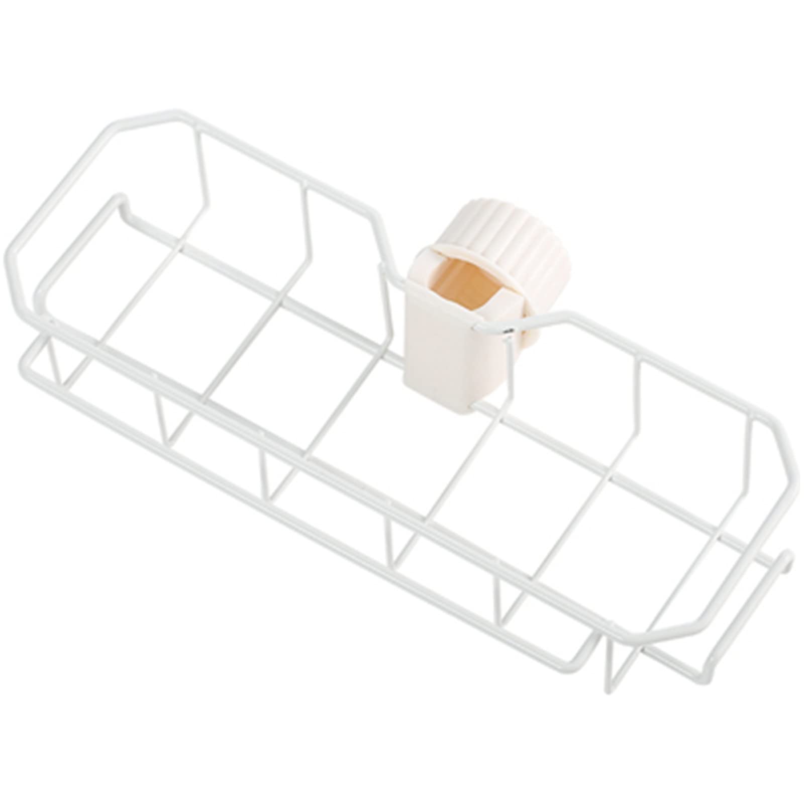 Stainless Steel Kitchen Faucet Storage Rack - Space Saving Sink Organizer for Sponges, Brushes & Cleaning Rags (5.5x27.5x12cm, White) | Perfect for Small Kitchens, Apartments & RVs