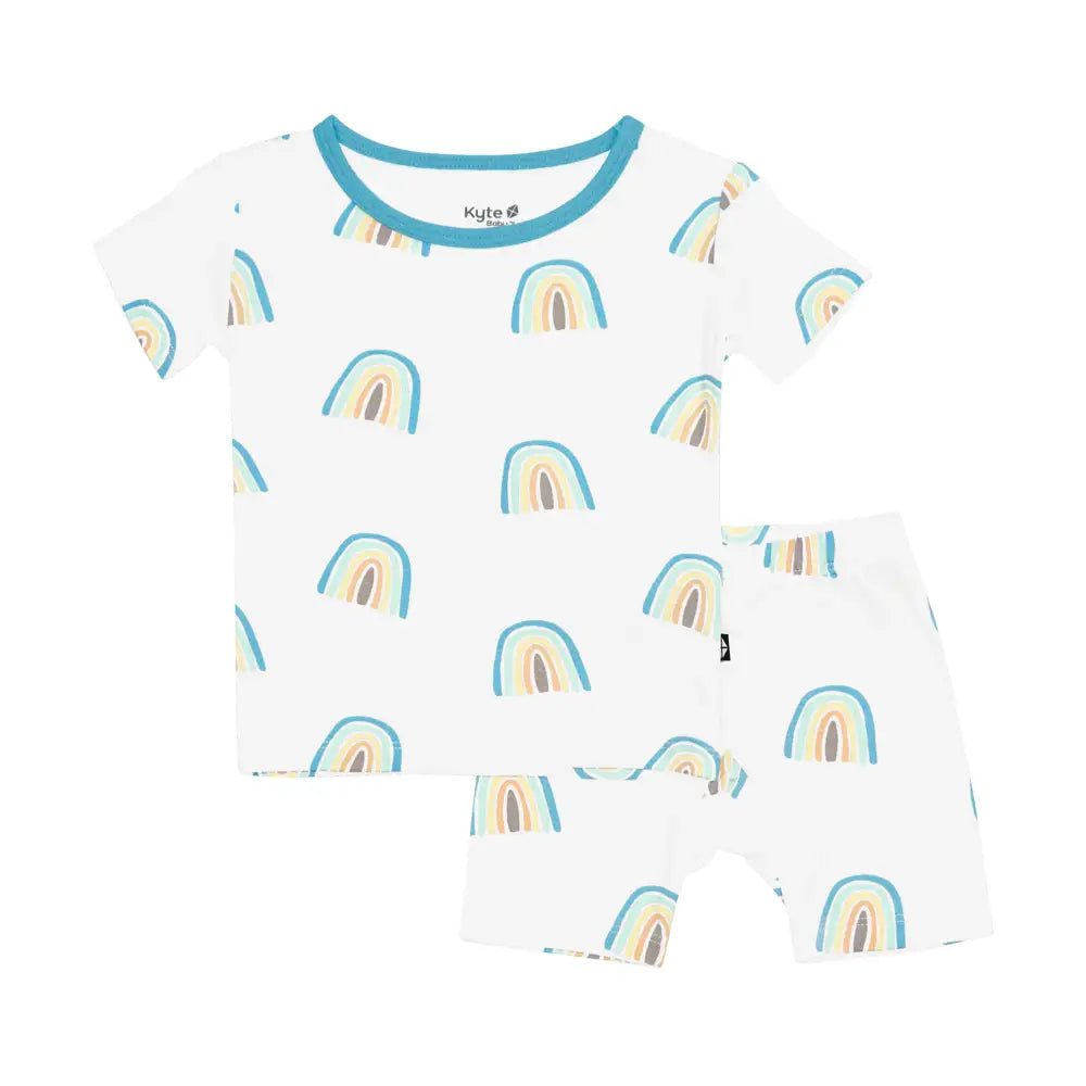 Kyte Baby Short Sleeve Pajama Set - Soft Organic Cotton Sleepwear for Infants & Toddlers (Makai Rainbow Print) - Perfect for Nursery, Bedtime & Playtime