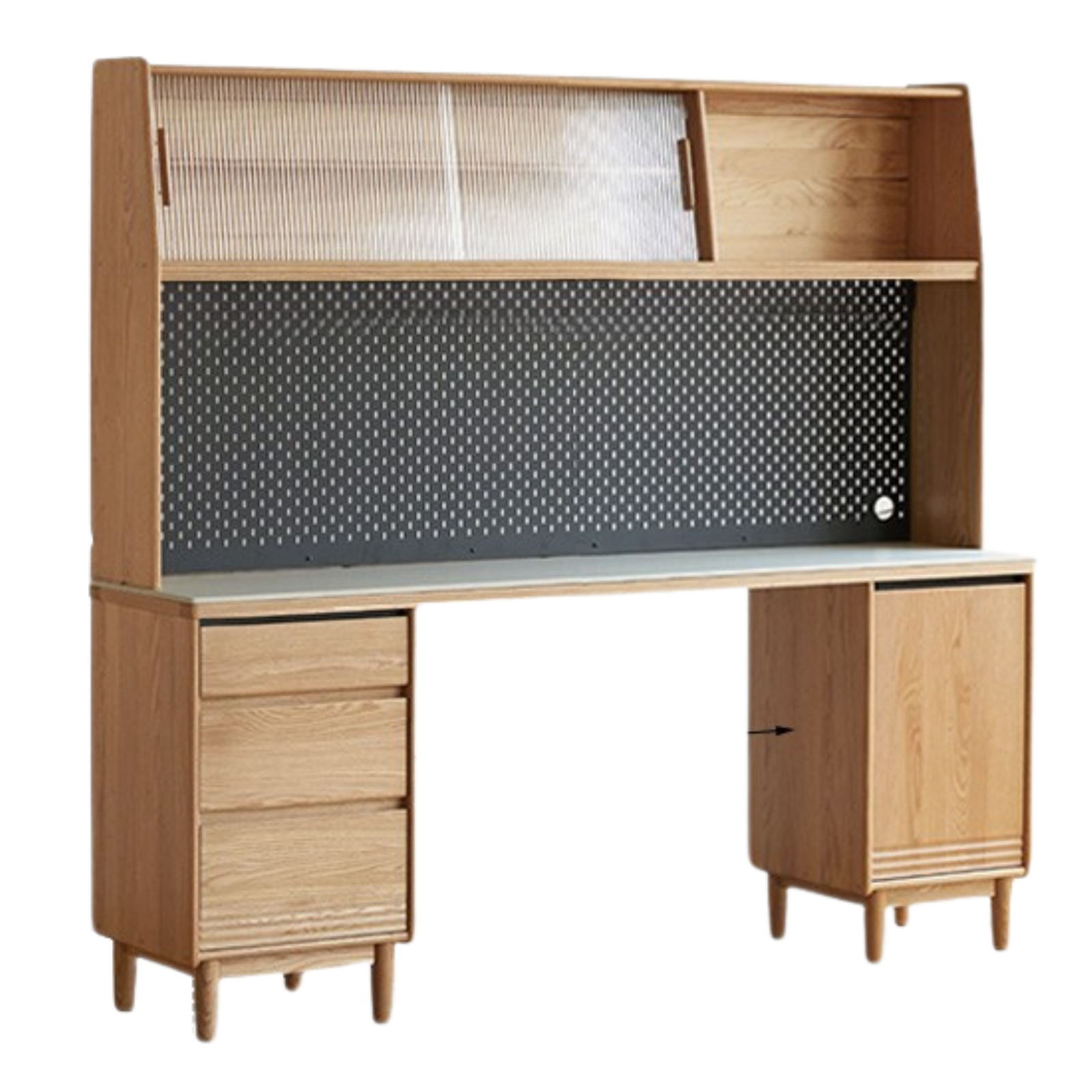 Solid Oak and Ash Wood Modern Rock Board Sideboard - Stylish Storage for Living Room, Dining Room, or Entryway