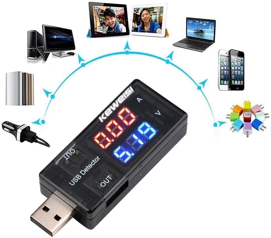 USB Power Meter 3-9V 0-5A Digital Multimeter - LCD Voltage Current Tester with LED Display for DC Charging, Solar Panels, Power Banks & DIY Electronics Projects