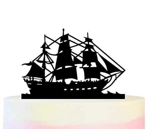 Pirate Ship Cake Topper Set - 11pcs Acrylic Cupcake Toppers for Wedding, Birthday & Party Decorations | Perfect for Nautical Theme Celebrations, Baby Showers and Special Events